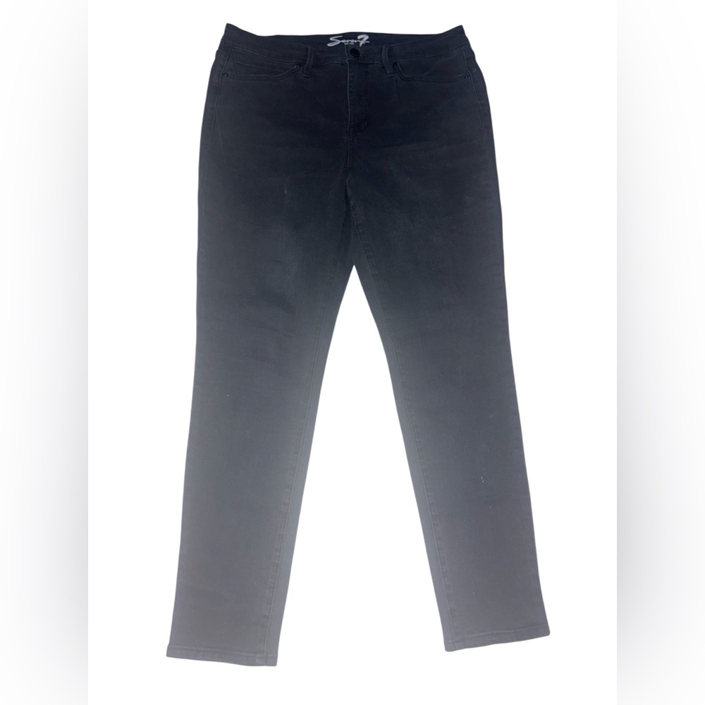 Seven7 High Rise Skinny Jeans Black Denim Stretch Womens Size 12